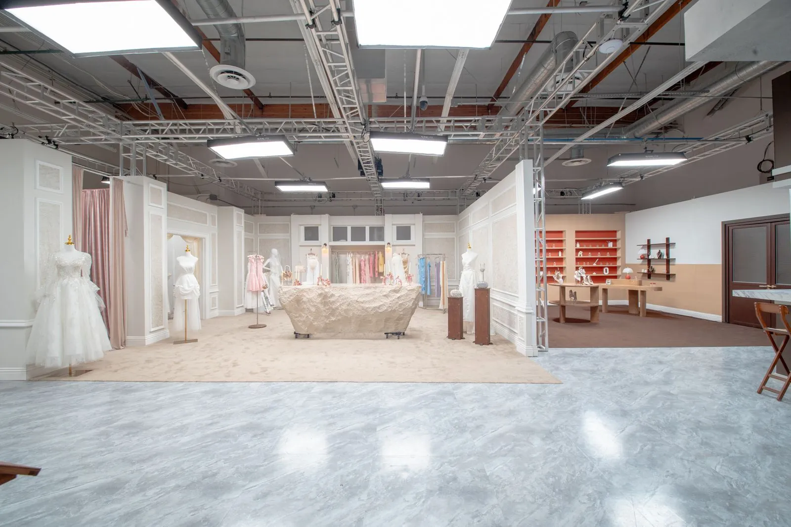 Bridal boutique looking through to the retail storefront beyond